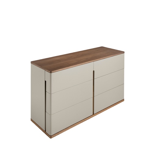 [7168] Chest of drawers in grey wood and walnut