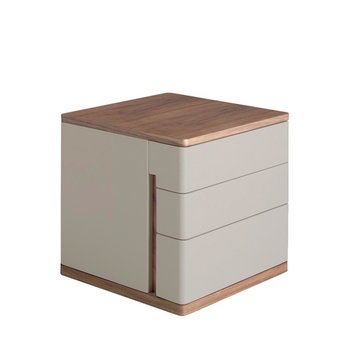 [7166] Grey wood and walnut bedside table