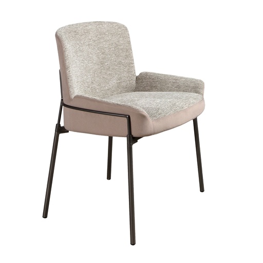 [4171] Szare krzesło z tkaniny i brązowego aksamitu