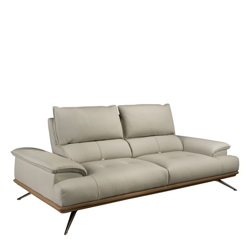 [6247] Sofá de 3 lugares em pele cinzenta taupe