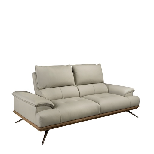 [6248] Grey taupe leather 2-seater sofa