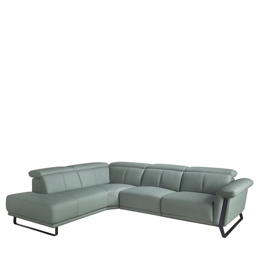 [6251] Levi raztegljivi kotni kavč v turkizno zelenem usnju