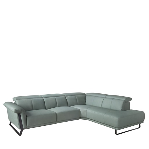 [6252] Sofá chaise longue relax derecha piel verde turquesa