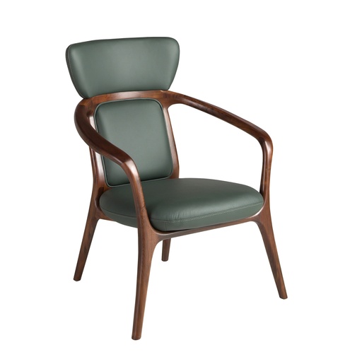 [5180] Fauteuil en similicuir vert foncé