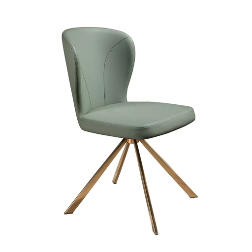[4183] Chaise pivotante en simili-cuir vert clair