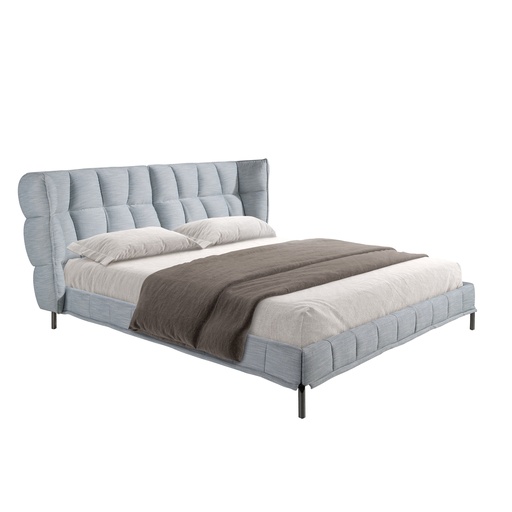 [7211] Letto in tessuto grigio-bluastro chiaro